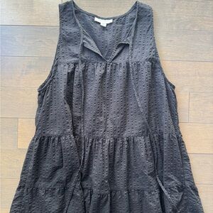 Topshop Black Textured Sleeveless Dress